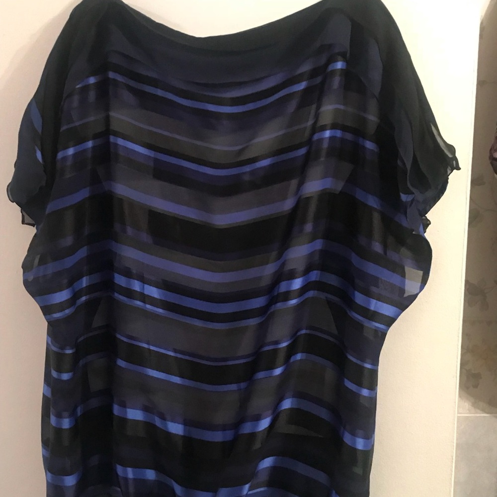 Lane Bryant  Blue and black sheer blouse